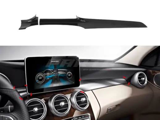 Dashboard Panel Cover For Mercedes C Class/GLC Class C205/S205/W205/X253 Standard & AMG Line & C43 AMG & C450 AMG & GLC43 AMG & C63 AMG & GLC63 AMG Only – AMG Look, Gloss Black