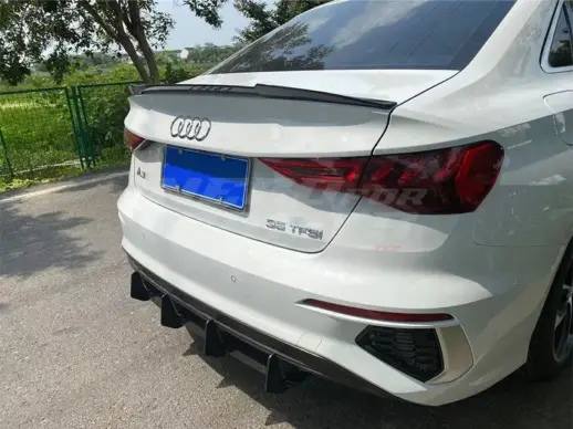 Diffuser Extension For Audi RS3 8Y (Sedan) (2021-2024) Pre-Facelift – Racing Look, Gloss Black