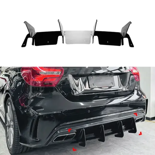 Diffuser Extension For Mercedes A Class W176 A45 AMG Only – Racing Look, Gloss Black