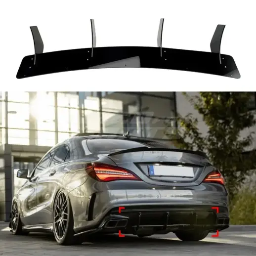 Diffuser Extension For Mercedes CLA Class C117/X117 Facelift CLA45 AMG Only – CLA45 Racing Look, Gloss Black