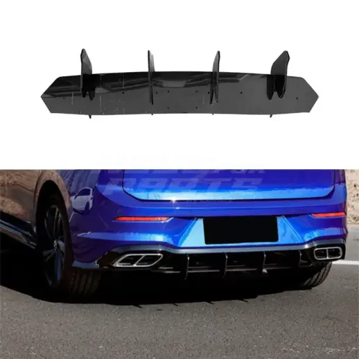 Diffuser Extension For Volkswagen Golf 8 (Hatchback) (2020-2024) R Line Only – Sport Look, Gloss Black