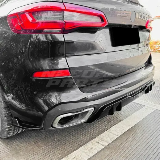 Diffuser Extension With Rear Side Splitters For BMW X5 G05 M Sport & M50d & M50i & M60i Only – M Sport Look, Gloss Black