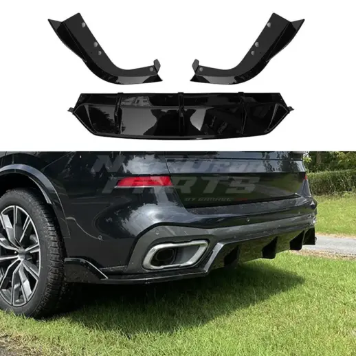 Diffuser Extension With Rear Side Splitters For BMW X5 G05 M Sport & M50d & M50i & M60i Only – M Performance Look, Gloss Black