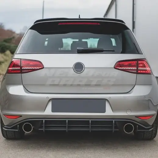 Diffuser Extension With Rear Side Splitters For Volkswagen Golf 7 (Hatchback) (2013-2017) GTI Only – Racing Look, Gloss Black