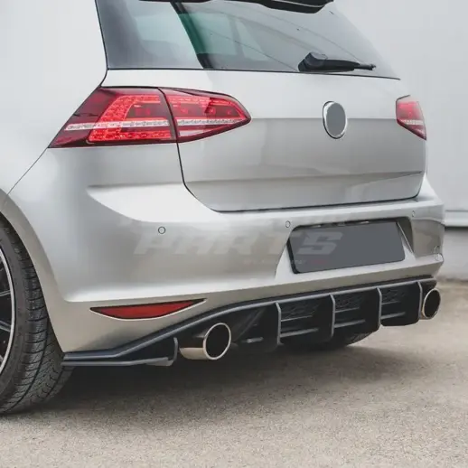 Diffuser Extension With Rear Side Splitters For Volkswagen Golf 7 (Hatchback) (2013-2017) GTI Only – Racing Look, Gloss Black