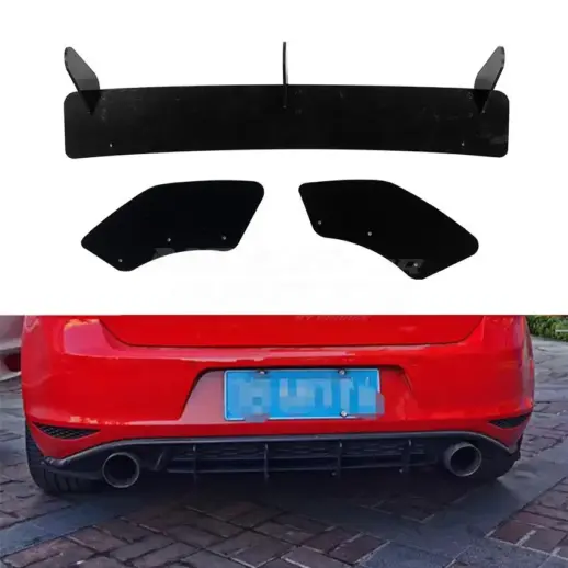 Diffuser Extension With Rear Side Splitters For Volkswagen Golf 7 (Hatchback) (2013-2017) GTI Only – Sport Look, Gloss Black