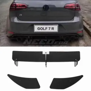 Diffuser Extension With Rear Side Splitters Voor Volkswagen Golf 7 (Hatchback) R – Sport Look, Hoogglans Zwart