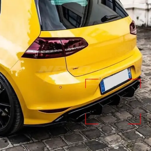 Diffuser Extension With Rear Side Splitters For Volkswagen Golf 7 (Hatchback) (2013-2017) R Only – Sport Look, Gloss Black