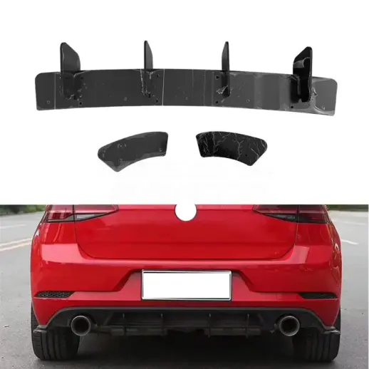 Diffuser Extension With Rear Side Splitters For Volkswagen Golf 7.5 (Hatchback) (2017-2021) Facelift GTI Only – Sport Look, Gloss Black