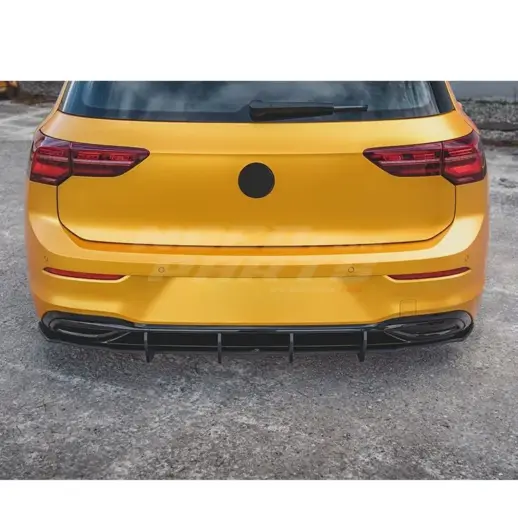 Diffuser Extension With Rear Side Splitters For Volkswagen Golf 8 (Hatchback) (2020-2024) R Line Only – Sport Look, Gloss Black