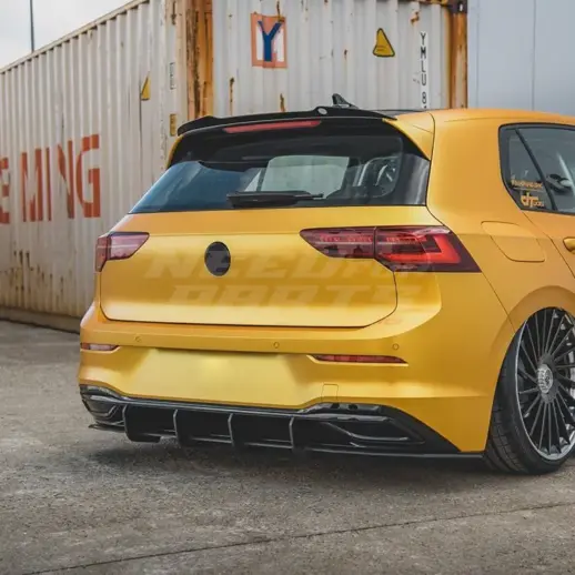 Diffuser Extension With Rear Side Splitters For Volkswagen Golf 8 (Hatchback) (2020-2024) R Line Only – Sport Look, Gloss Black