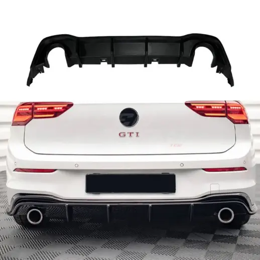Diffuser For Volkswagen Golf 8 (Hatchback) (2020-2024) R Line & GTD & GTE & GTI Only – O-O – Sport Look, Gloss Black