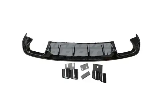 Diffuser With Black Exhaust Tips For Audi A3 S Line/S3 8V (Cabriolet & Sedan) (2016-2020) Facelift – S3 Look, Gloss Black