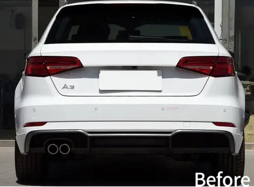 Diffuser With Black Exhaust Tips For Audi A3 S Line/S3 8V (Hatchback & Sportback) Facelift – S3 Look, Gloss Black