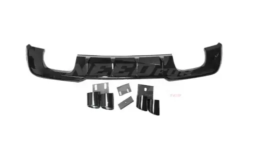 Diffuser With Black Exhaust Tips For Audi A3 S Line/S3 8V (Hatchback & Sportback) Facelift – S3 Look, Gloss Black