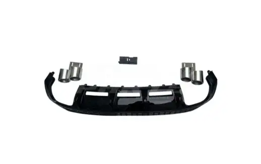 Diffuser With Black Exhaust Tips For Audi A3 S Line/S3 8Y (Sportback) (2020-2024) Pre-Facelift – S3 Look, Gloss Black