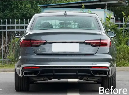 Diffuser With Black Exhaust Tips For Audi A4 S Line/S4 B9 (Avant & Sedan) (2019-present) – S4 Look, Gloss Black