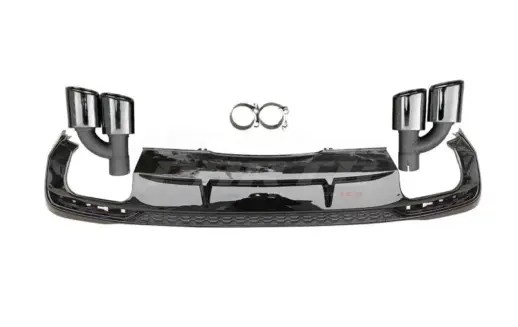 Diffuser With Black Exhaust Tips For Audi A4 S Line/S4 B9 (Avant & Sedan) (2019-present) – S4 Look, Gloss Black