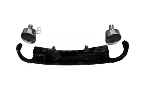Diffuser With Black Exhaust Tips For Audi A4 S Line/S4 B9 (Avant & Sedan) – RS4 Look, Gloss Black