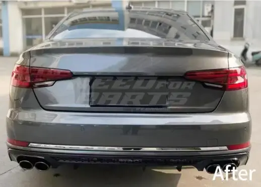 Diffuser With Black Exhaust Tips For Audi A4 S Line/S4 B9 (Avant & Sedan) – S4 Look, Gloss Black