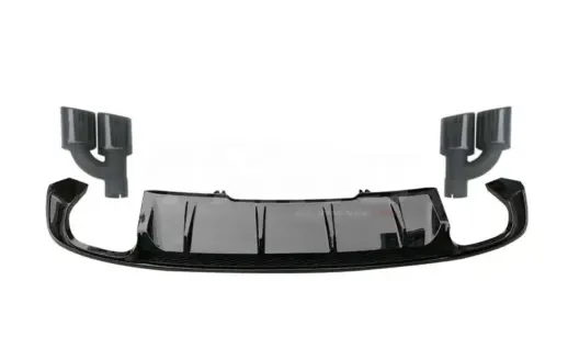 Diffuser With Black Exhaust Tips For Audi A4 S Line/S4 B9 (Avant & Sedan) – S4 Look, Gloss Black