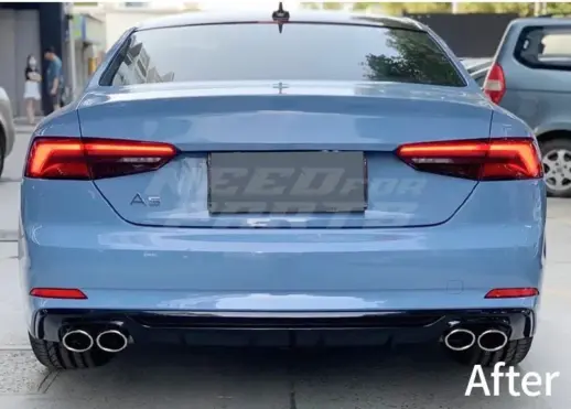 Diffuser With Black Exhaust Tips For Audi A5 S Line/S5 F5 (Cabriolet & Coupé & Sportback) Pre-Facelift – S5 Look, Gloss Black