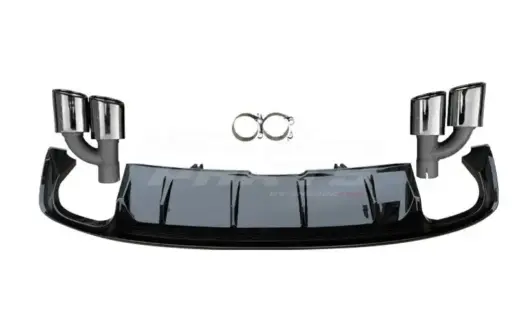 Diffuser With Black Exhaust Tips For Audi A5 S Line/S5 F5 (Cabriolet & Coupé & Sportback) Pre-Facelift – S5 Look, Gloss Black