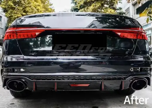 Diffuser With Black Exhaust Tips For Audi A6 S Line/S6 C8 (Avant & Sedan) Pre-Facelift – RS6 Racing Look, Gloss Black