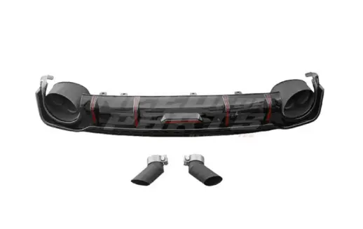 Diffuser With Black Exhaust Tips For Audi A6 S Line/S6 C8 (Avant & Sedan) Pre-Facelift – RS6 Racing Look, Gloss Black