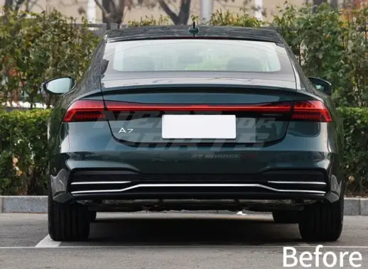 Diffuser With Black Exhaust Tips For Audi A7 S Line/S7 C8 (Sportback) Pre-Facelift – RS7 Racing Look, Gloss Black