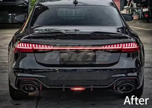 Diffuser With Black Exhaust Tips For Audi A7 S Line/S7 C8 (Sportback) Pre-Facelift – RS7 Racing Look, Gloss Black
