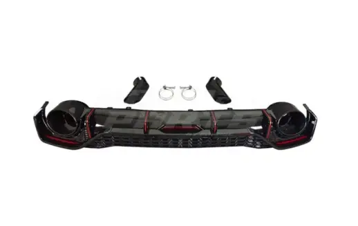 Diffuser With Black Exhaust Tips For Audi A7 S Line/S7 C8 (Sportback) Pre-Facelift – RS7 Racing Look, Gloss Black