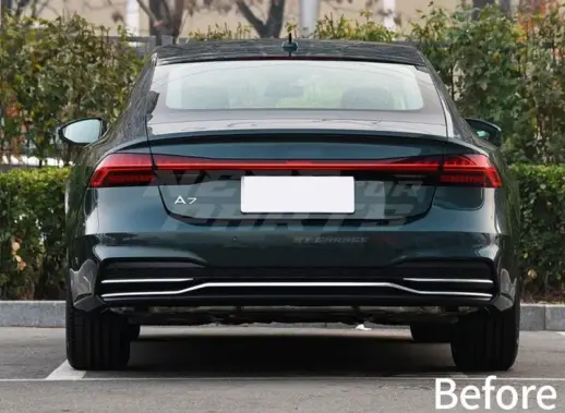 Diffuser With Black Exhaust Tips For Audi A7 S Line/S7 C8 (Sportback) Pre-Facelift – S7 Look, Gloss Black