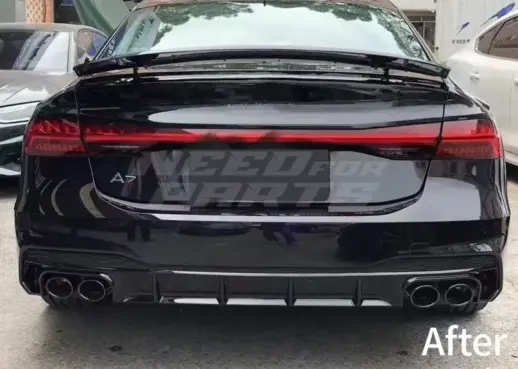 Diffuser With Black Exhaust Tips For Audi A7 S Line/S7 C8 (Sportback) Pre-Facelift – S7 Look, Gloss Black