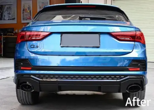 Diffuser With Black Exhaust Tips For Audi Q3 S Line F3 (Sportback) (2019-present) – RSQ3 Look, Gloss Black
