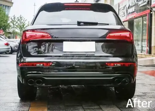 Diffuser With Black Exhaust Tips For Audi Q5 S Line/SQ5 FY (SUV) (2020-present) Facelift – OO-OO – RSQ5 Look, Gloss Black