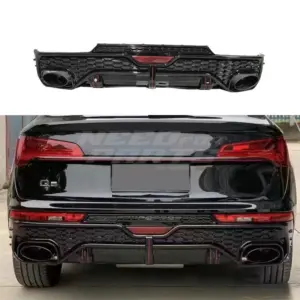 Diffuser With Black Exhaust Tips Voor Audi Q5 S Line/SQ5 FY (SUV) Facelift – RSQ5 Racing Look, Hoogglans Zwart