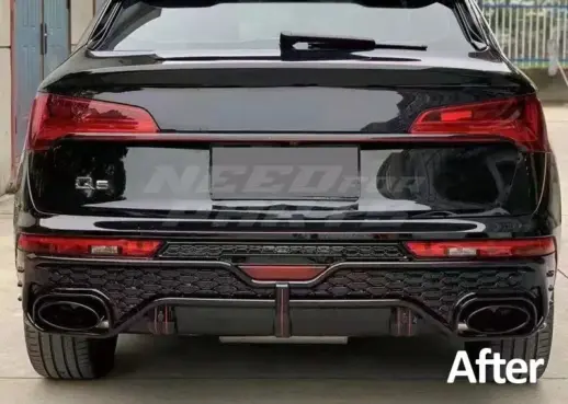 Diffuser With Black Exhaust Tips For Audi Q5 S Line/SQ5 FY (SUV) (2020-present) Facelift – RSQ5 Racing Look, Gloss Black