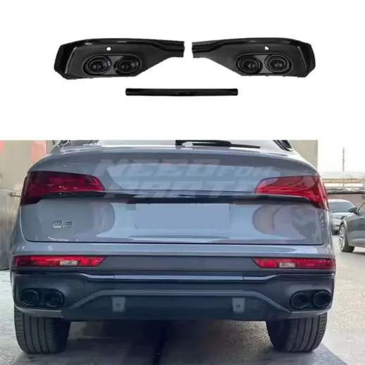 Diffuser With Black Exhaust Tips For Audi Q5/Q5 S Line/SQ5 FY (Sportback) (2020-present) Facelift – OO-OO – RSQ5 Look, Gloss Black