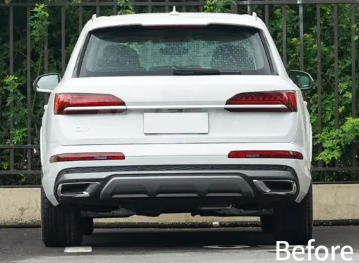 Diffuser With Black Exhaust Tips For Audi Q7 S Line/SQ7 4M (SUV) (2019-2024) Facelift – RSQ7 Racing Look, Gloss Black