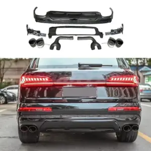 Diffuser With Black Exhaust Tips Voor Audi Q7 S Line/SQ7 4M (SUV) Facelift – SQ7 Look, Hoogglans Zwart