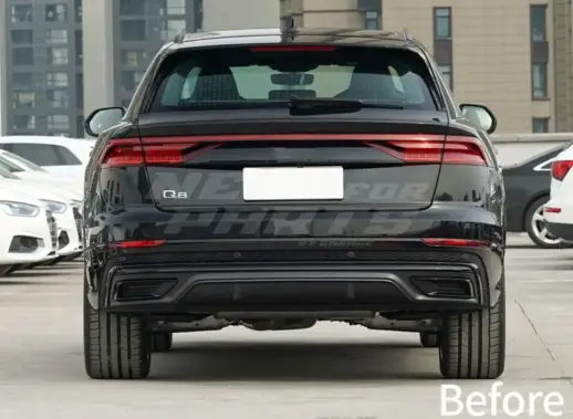 LED Diffuser With Black Exhaust Tips For Audi Q8 S Line/SQ8 4M (SUV) Pre-Facelift – RSQ8 Racing Look, Gloss Black