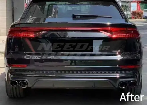 Diffuser With Black Exhaust Tips For Audi Q8 S Line/SQ8 4M (SUV) Pre-Facelift – SQ8 Look, Gloss Black