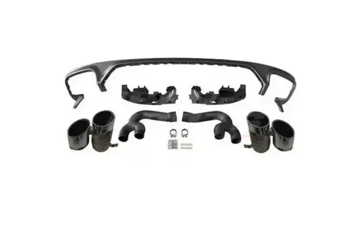 Diffuser With Black Exhaust Tips For Audi Q8 S Line/SQ8 4M (SUV) Pre-Facelift – SQ8 Look, Gloss Black