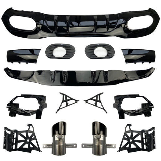 Diffuser With Black Exhaust Tips For Mercedes A Class V177 A35 AMG & AMG Line Only – O-O – A35 AMG Look, Gloss Black