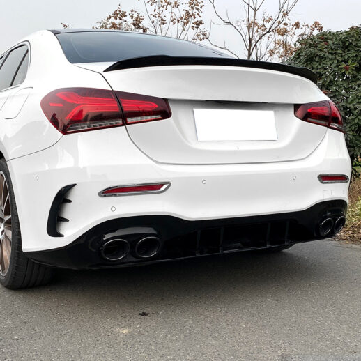 Diffuser With Black Exhaust Tips For Mercedes A Class V177 AMG Line & A35 AMG Only – OO-OO – A45 AMG Look, Gloss Black