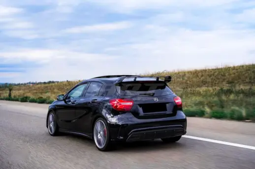 Diffuser With Black Exhaust Tips For Mercedes A Class W176 AMG Line & A45 AMG Only – A45 AMG Look, Gloss Black