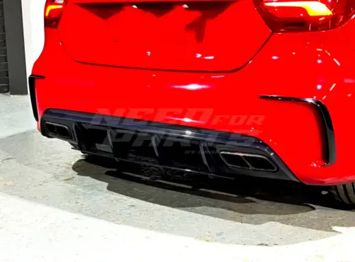 Diffuser With Black Exhaust Tips For Mercedes A Class W176 AMG Line & A45 AMG Only – A45 AMG Look, Gloss Black