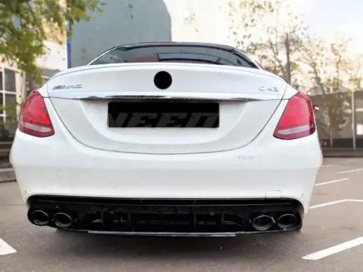 Diffuser With Black Exhaust Tips For Mercedes C Class S205/W205 Pre-Facelift AMG Line & C43 AMG & C450 AMG & C63 AMG Only – C43 AMG Look, Gloss Black