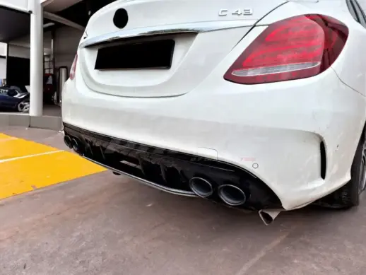Diffuser With Black Exhaust Tips For Mercedes C Class S205/W205 Pre-Facelift AMG Line & C43 AMG & C450 AMG & C63 AMG Only – C43 AMG Look, Gloss Black